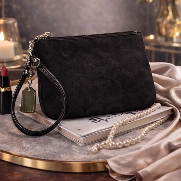 Coach Black Signature Wristlet - Picture 3 of 4
